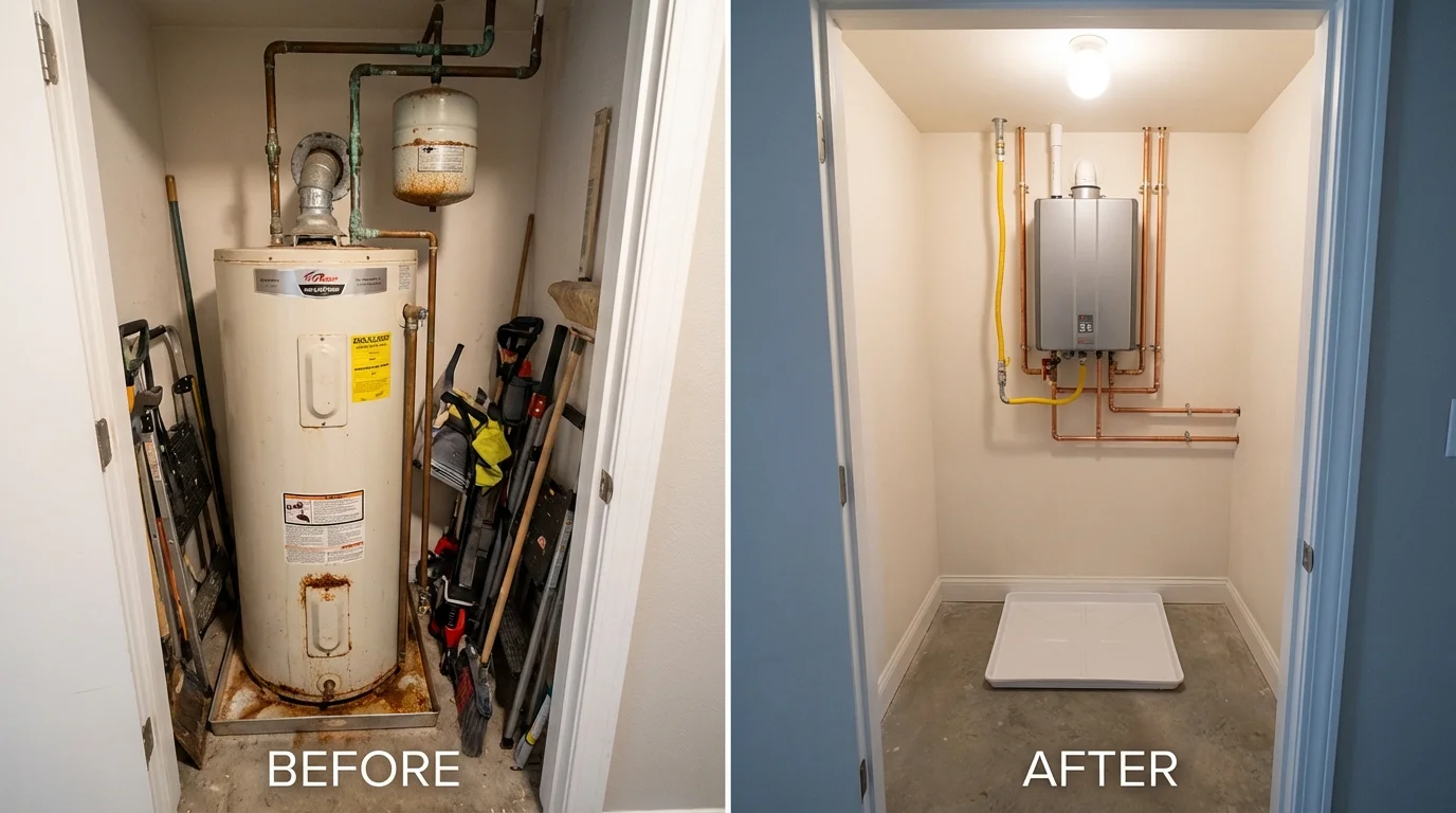 Tank water heater versus wall-mounted tankless unit comparison for Fort Benton, MT homeowners